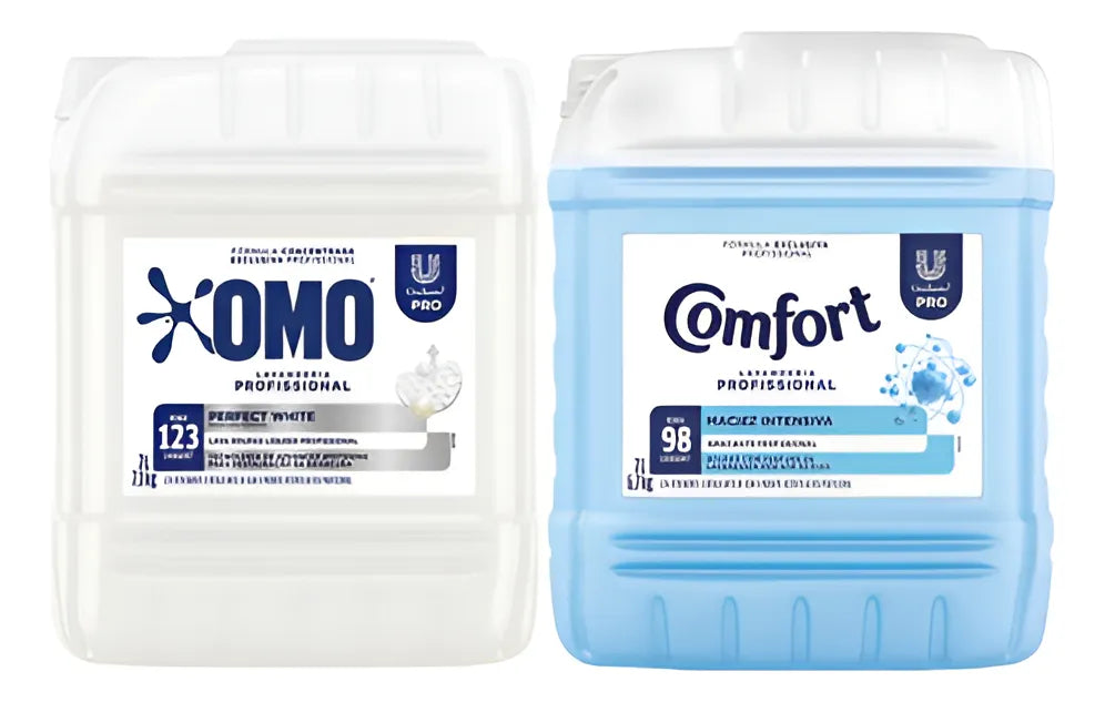 Kit Lava Roupas Omo Perfect White 7l + Comfort 7l + Válvulas