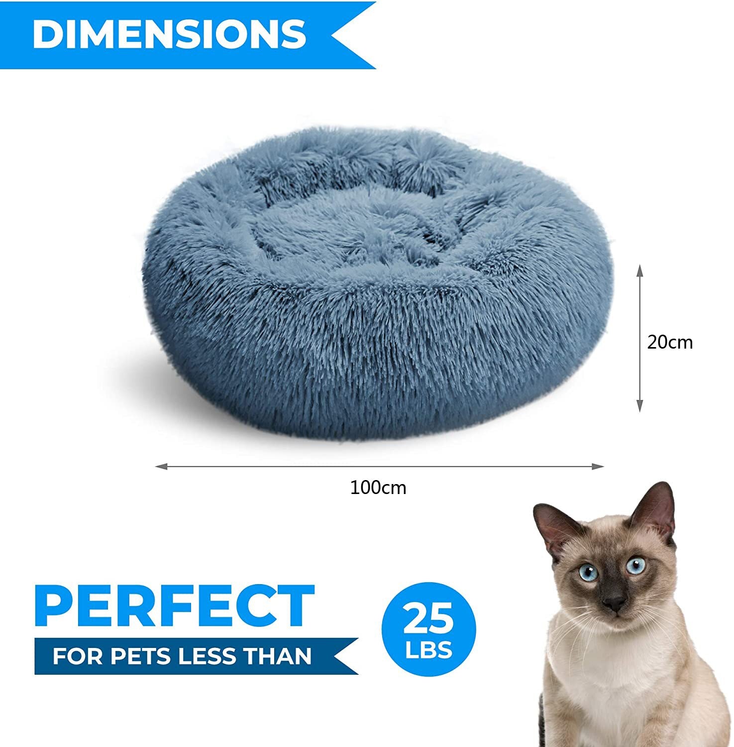 Cama redonda macia e estilosa , para gatos e cães.