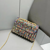 Bolsa Brilho Strass Multicolor/Prata