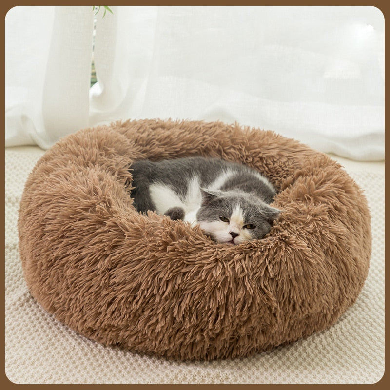 Cama redonda macia e estilosa , para gatos e cães.