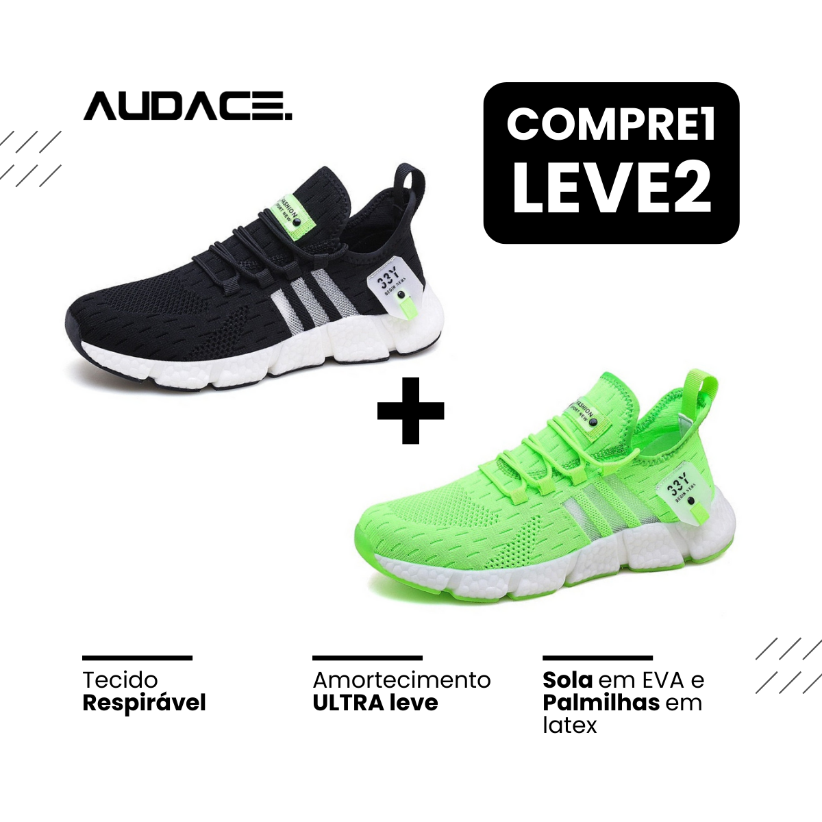 Tênis New Fast Audace - Respirável e Ultra Resistente (COMPRE 1 LEVE 2)