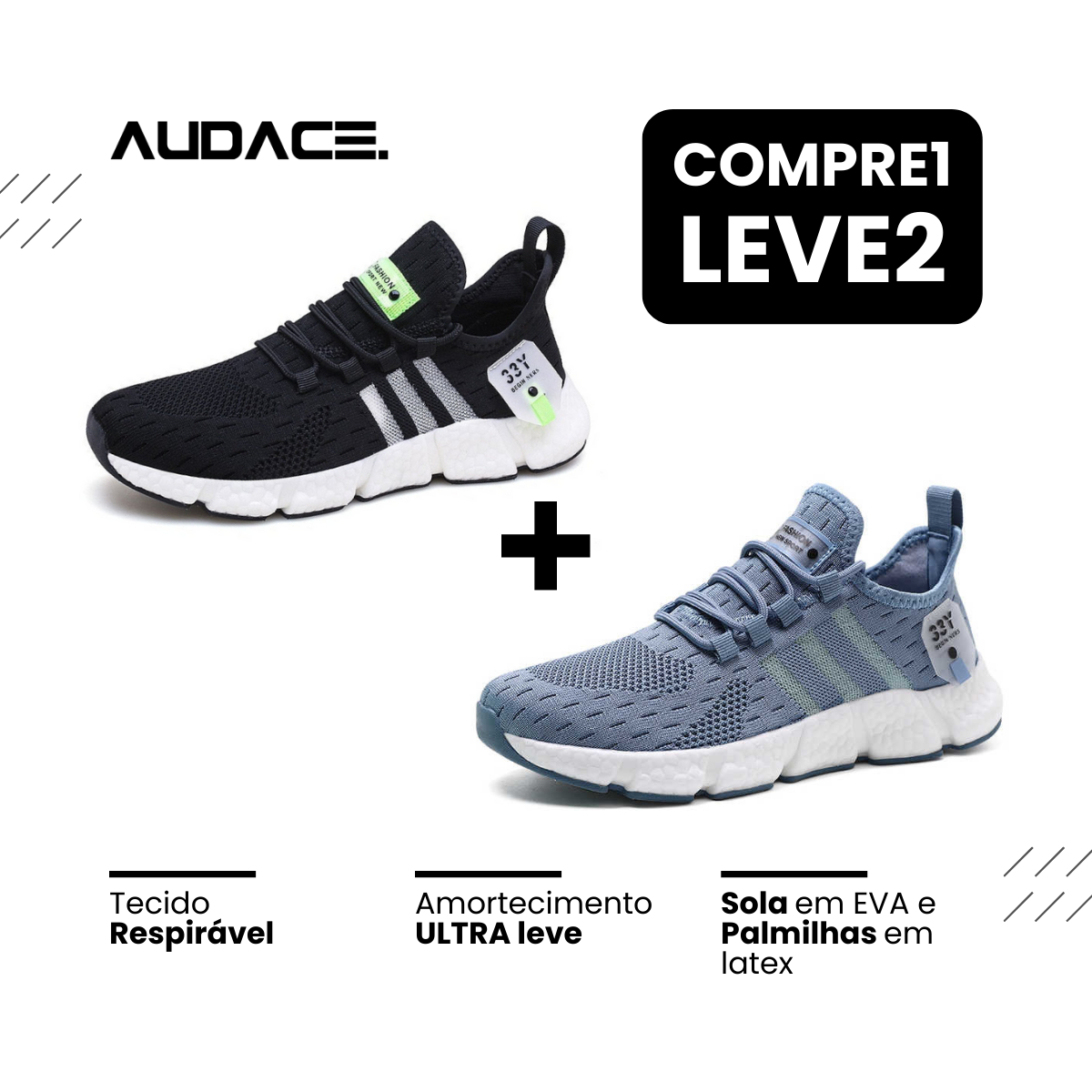 Tênis New Fast Audace - Respirável e Ultra Resistente (COMPRE 1 LEVE 2)